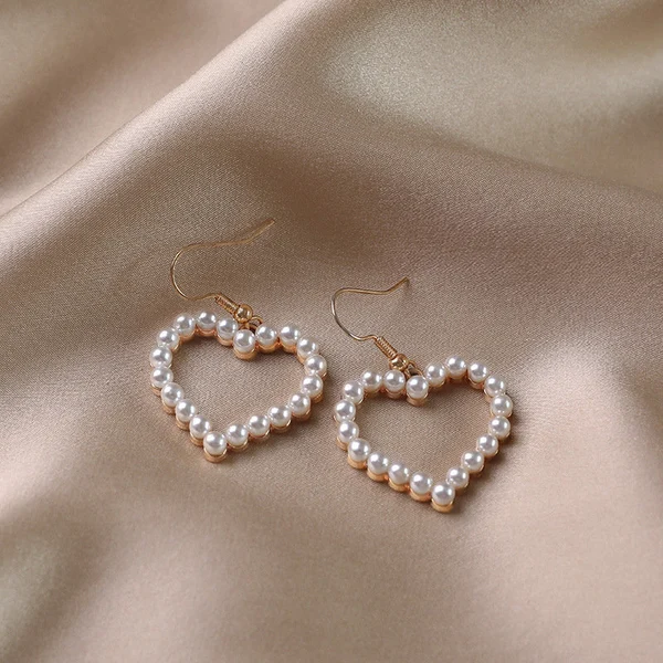 Pearl Heart Drop Earrings